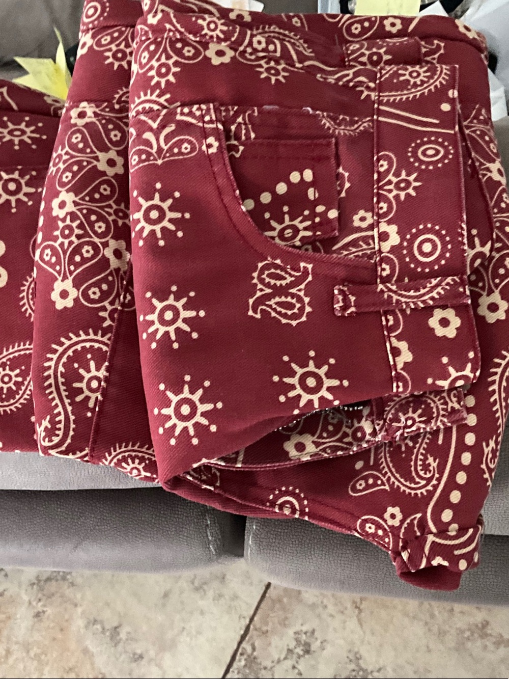 Women’s Maroon Bandana Print Jeans
